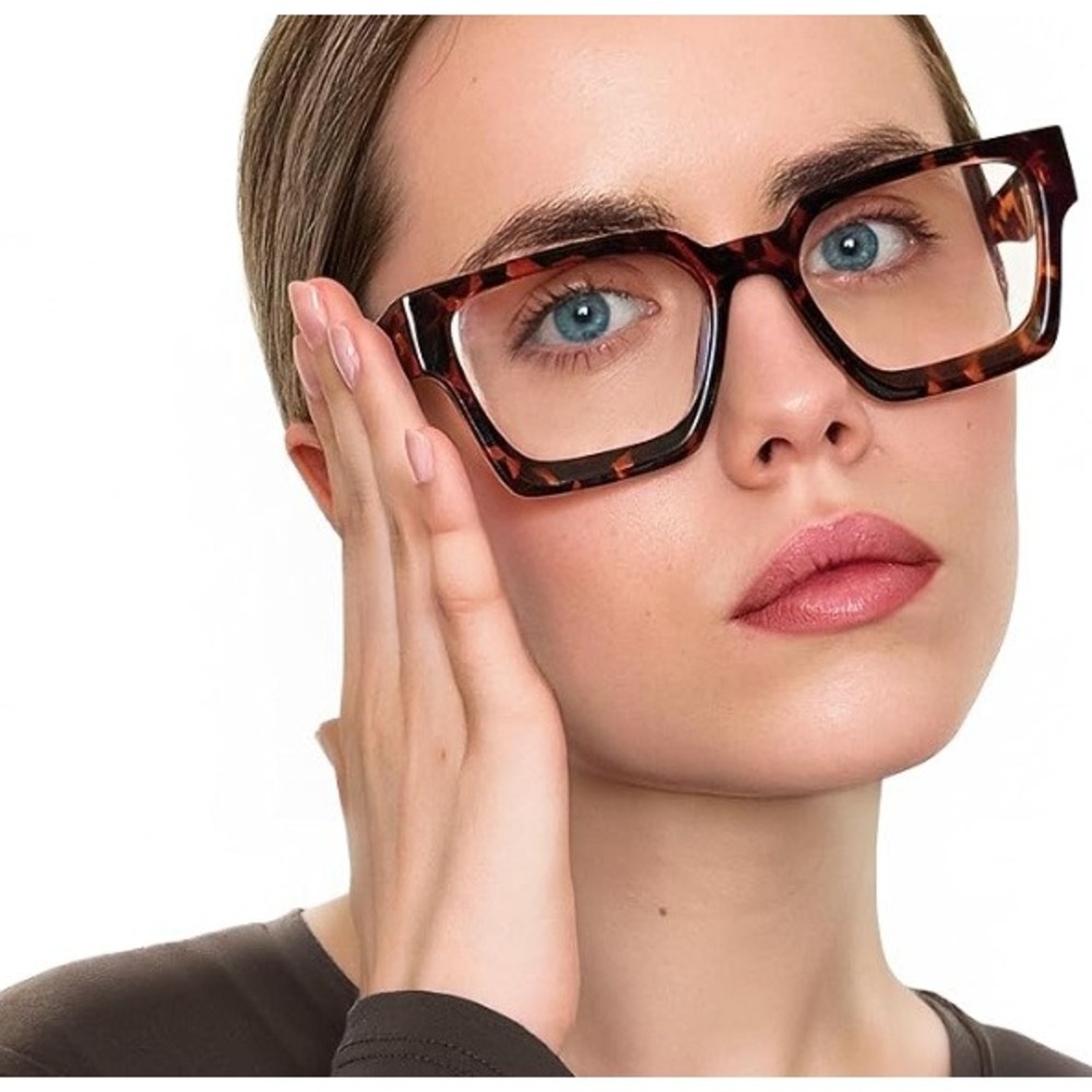 Livho Blue Light Glasses Tortoise Preppy Rectangle Oversized Dark Academia